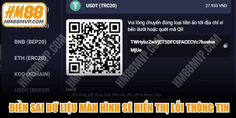 Do điền sai dữ liệu bạn sẽ thấy màn hình sẽ hiển thị lỗi thông tin